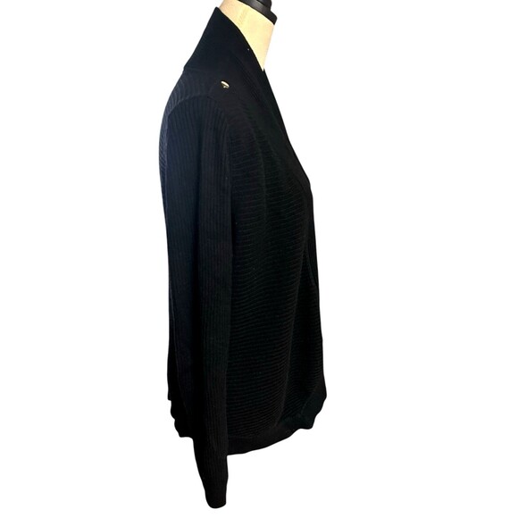 WHBM Wool Blend Black Open Front Ribbed Knit Cardigan Sweater Size M - Picture 6 of 9
